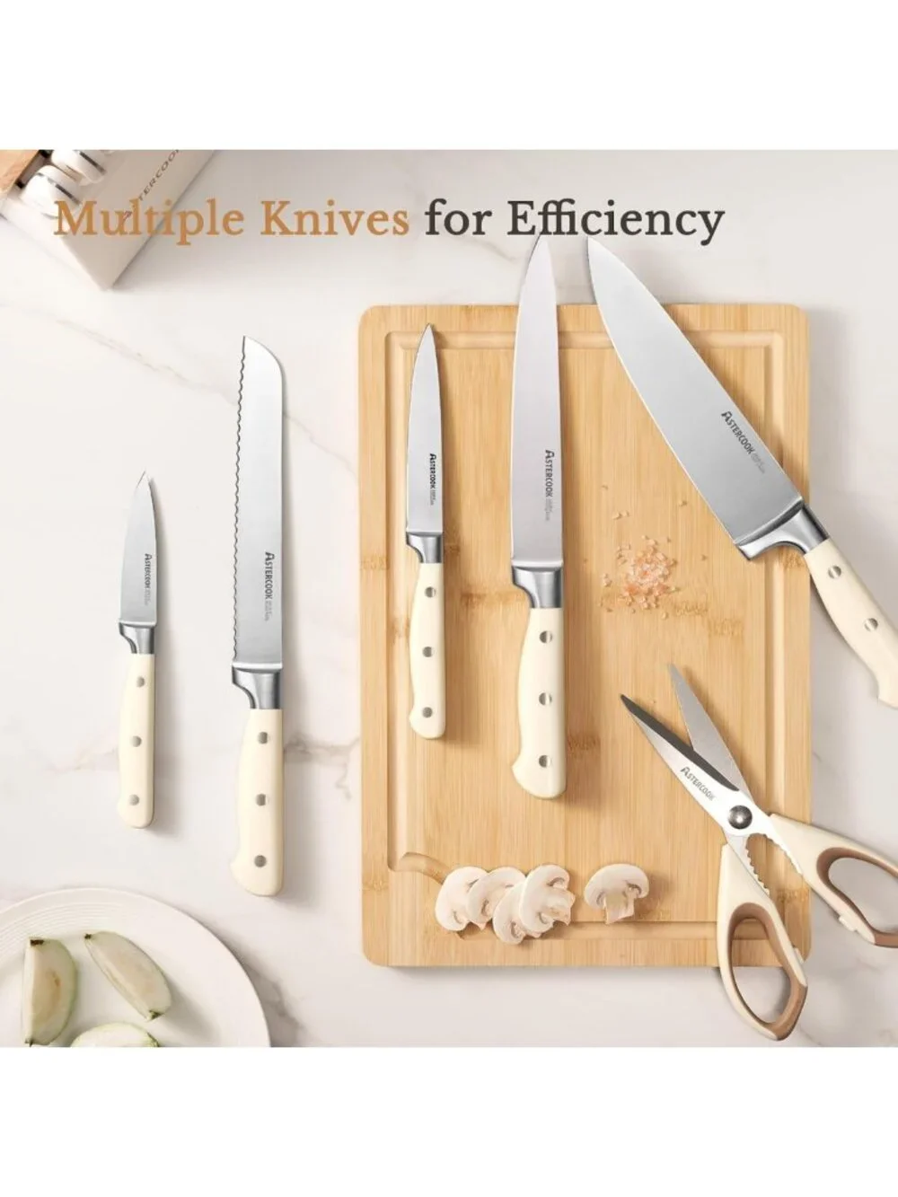 14-Piece Stainless Steel Kitchen Knife Set with Block, Sharpener & Ergonomic